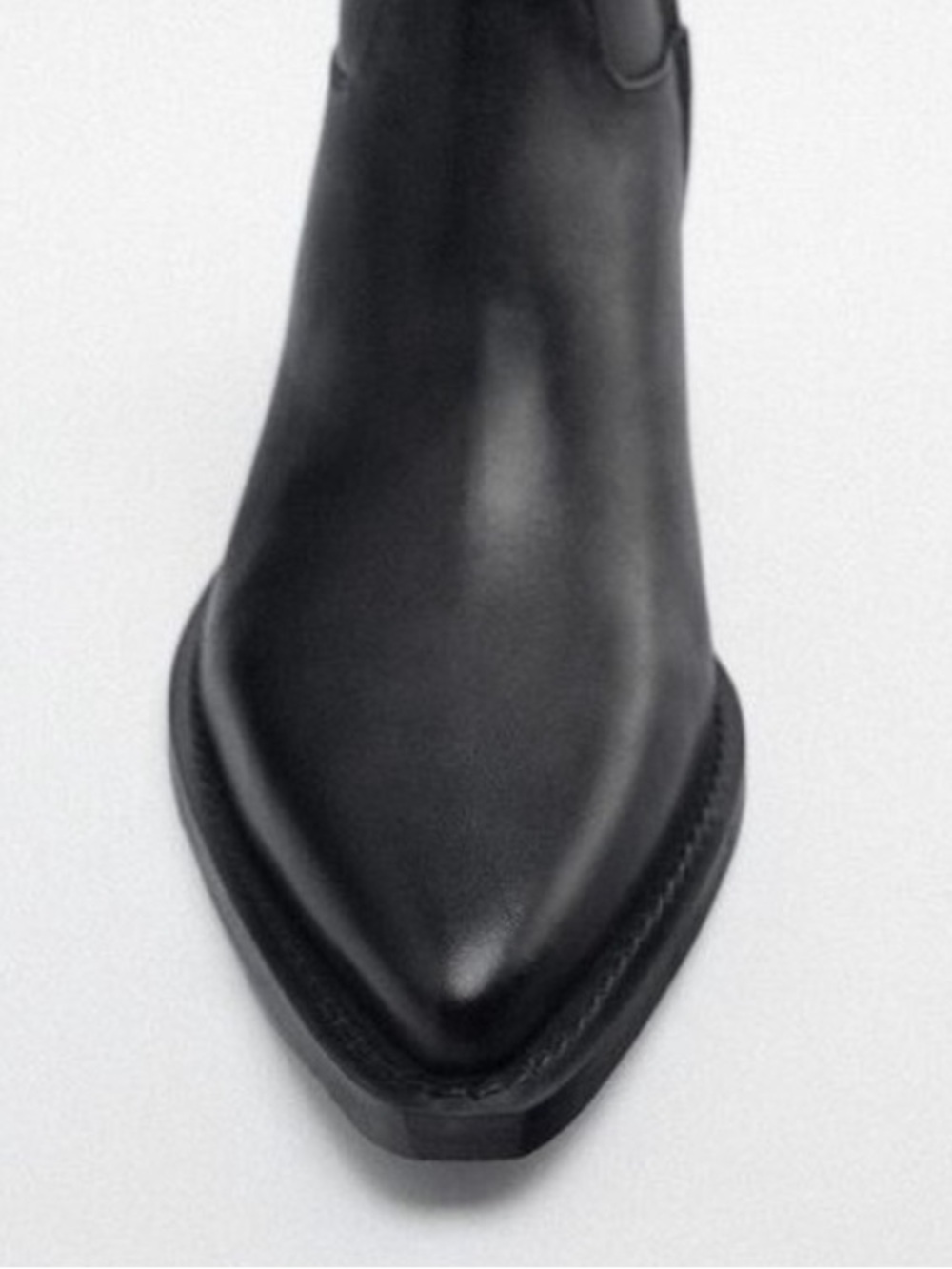 Zara leather cowboy ankle boot booties black EU 36 1122/010 western rodeo - Picture 6 of 16